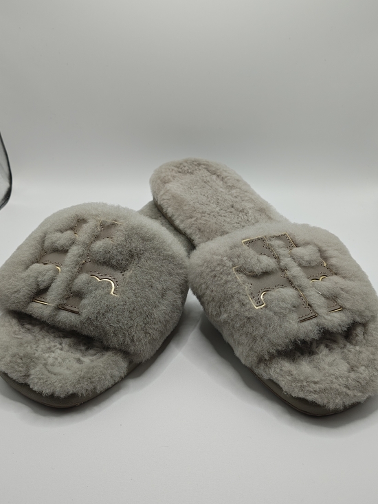 Tory Burch Shoes - Tory Burch -Fur Slide Slippers in Light Gray Size 8